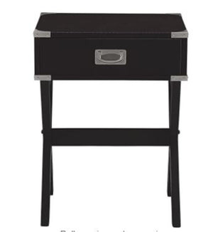 Homeroots 24" Black Solid Wood Rectangular End Table With Drawer Black  286307