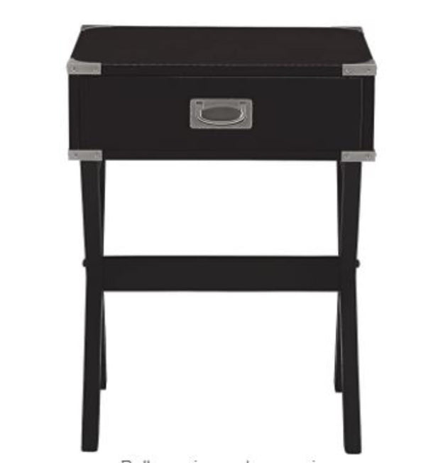 Homeroots 24" Black Solid Wood Rectangular End Table With Drawer Black  286307