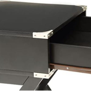 HomeRoots 24" Black Wood End Table with Drawer - Stylish X-Cross Legs, Ideal for Living Rooms & Bedrooms 286307