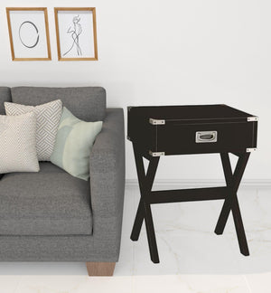 Homeroots 24" Black Solid Wood Rectangular End Table With Drawer Black  286307