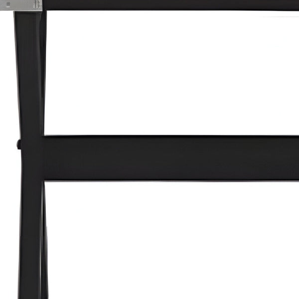 HomeRoots 24" Black Wood End Table with Drawer - Stylish X-Cross Legs, Ideal for Living Rooms & Bedrooms 286307