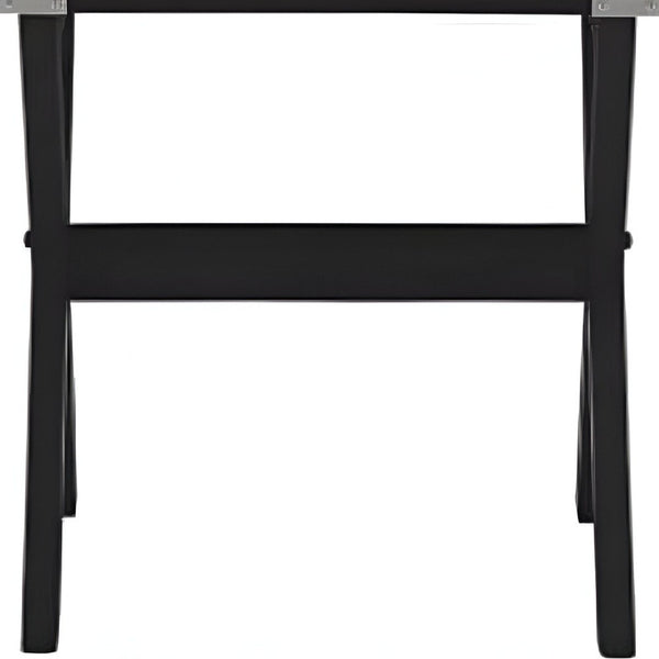 HomeRoots 24" Black Wood End Table with Drawer - Stylish X-Cross Legs, Ideal for Living Rooms & Bedrooms 286307