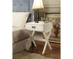 Homeroots Modern White X Shape Wooden Storage End Table White  286308