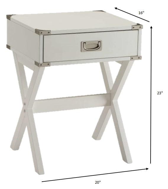 Homeroots Modern White X Shape Wooden Storage End Table White  286308