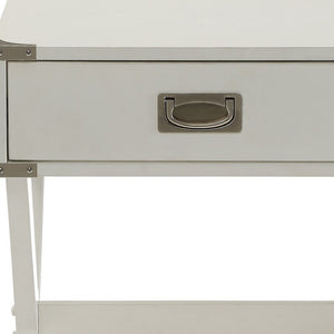 HomeRoots 24" Wood Cross-Legs End Table with Drawer – Stylish Modern Accent for Living Room or Bedroom Use White 286308