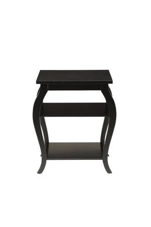Homeroots Black Finish Bow Leg Square End Table Black  286309