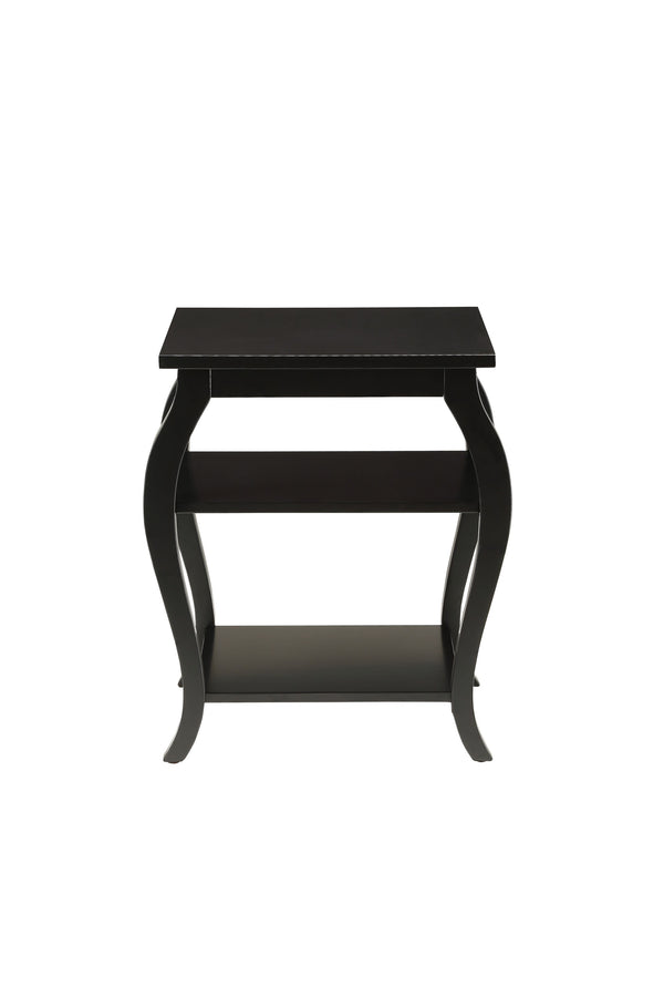 Homeroots Black Finish Bow Leg Square End Table Black  286309