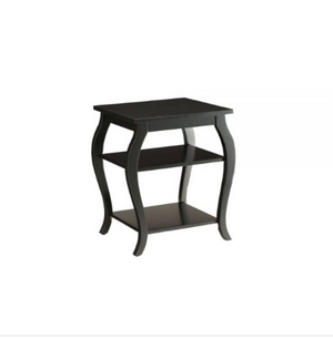 Homeroots Black Finish Bow Leg Square End Table Black  286309