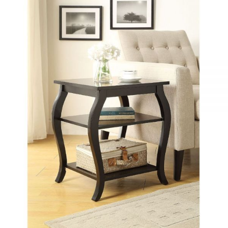 Homeroots Black Finish Bow Leg Square End Table Black  286309