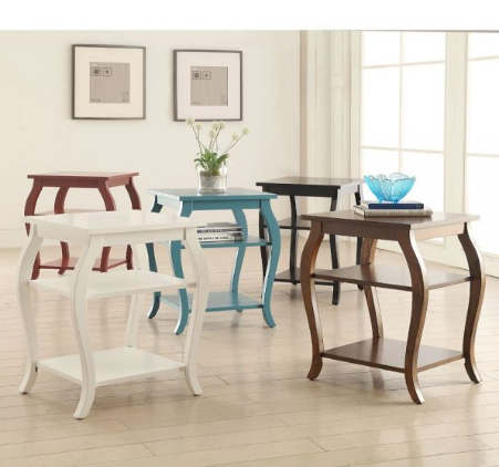 Homeroots Black Finish Bow Leg Square End Table Black  286309