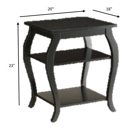 Homeroots Black Finish Bow Leg Square End Table Black  286309
