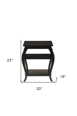 HomeRoots 23" Elegant Wood Bow Leg End Table with Three-Tier Storage for Stylish Living Room or Bedroom Decor Black 286309