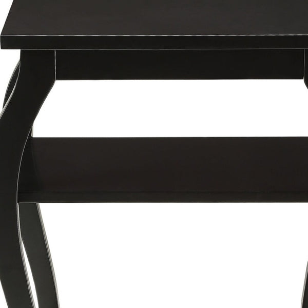 HomeRoots 23" Elegant Wood Bow Leg End Table with Three-Tier Storage for Stylish Living Room or Bedroom Decor Black 286309