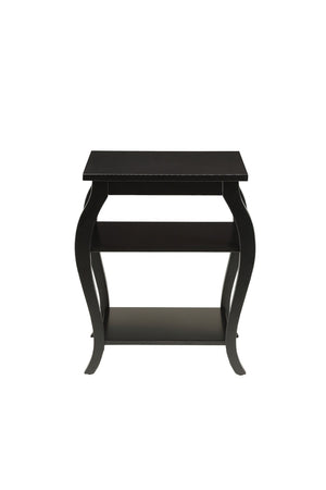 HomeRoots 23" Elegant Wood Bow Leg End Table with Three-Tier Storage for Stylish Living Room or Bedroom Decor Black 286309