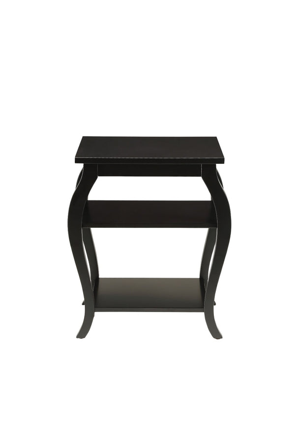 HomeRoots 23" Elegant Wood Bow Leg End Table with Three-Tier Storage for Stylish Living Room or Bedroom Decor Black 286309