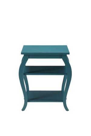 Homeroots Pop Of Color Bow Leg Square End Or Side Table Teal  286312