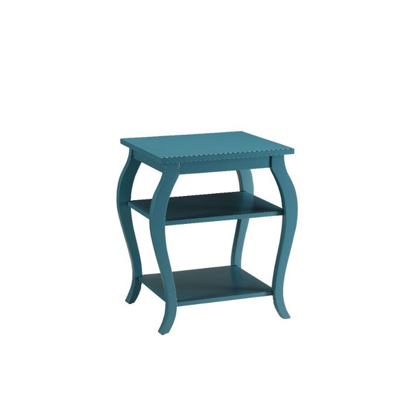 Homeroots Pop Of Color Bow Leg Square End Or Side Table Teal  286312