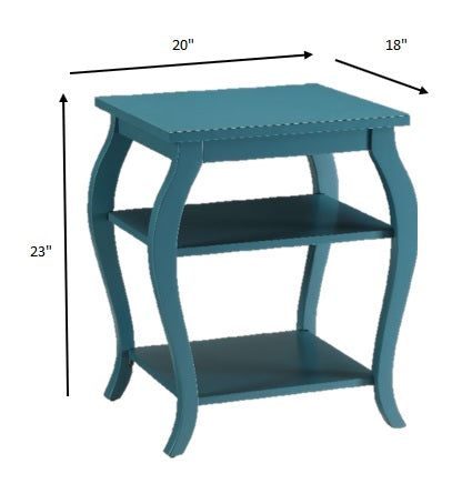 Homeroots Pop Of Color Bow Leg Square End Or Side Table Teal  286312