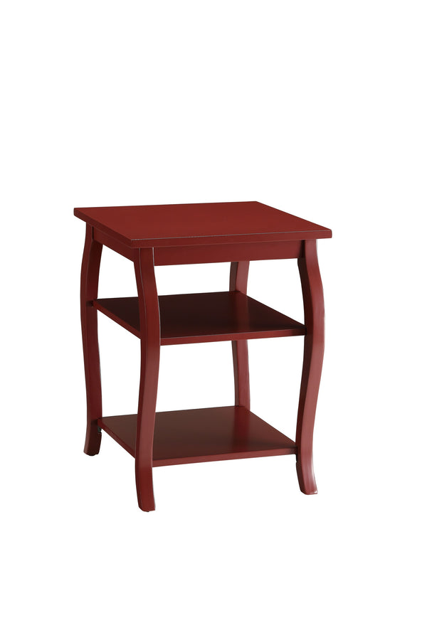 Homeroots Pop Of Color Red Bow Leg Square End Table   286313