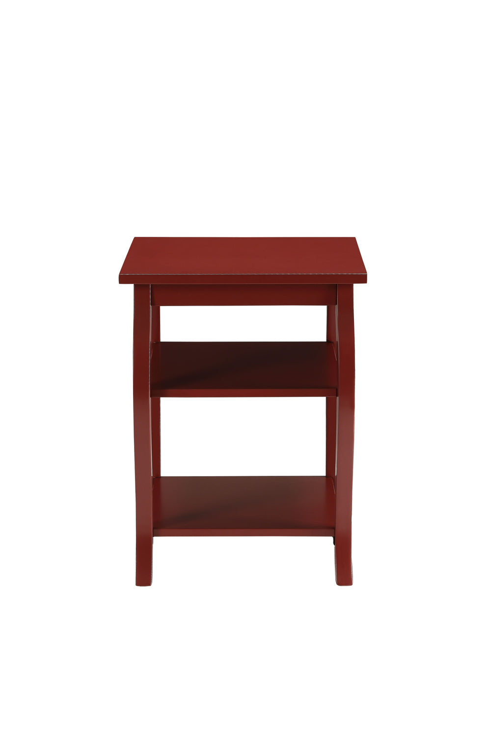 Homeroots Pop Of Color Red Bow Leg Square End Table   286313