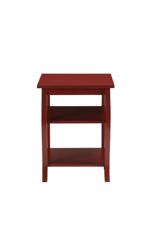 Homeroots Pop Of Color Red Bow Leg Square End Table   286313