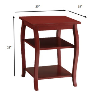 Homeroots Pop Of Color Red Bow Leg Square End Table   286313
