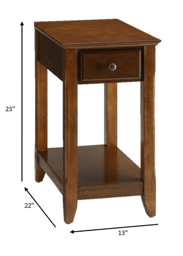 Homeroots 23" Brown Solid Wood End Table Walnut  286314
