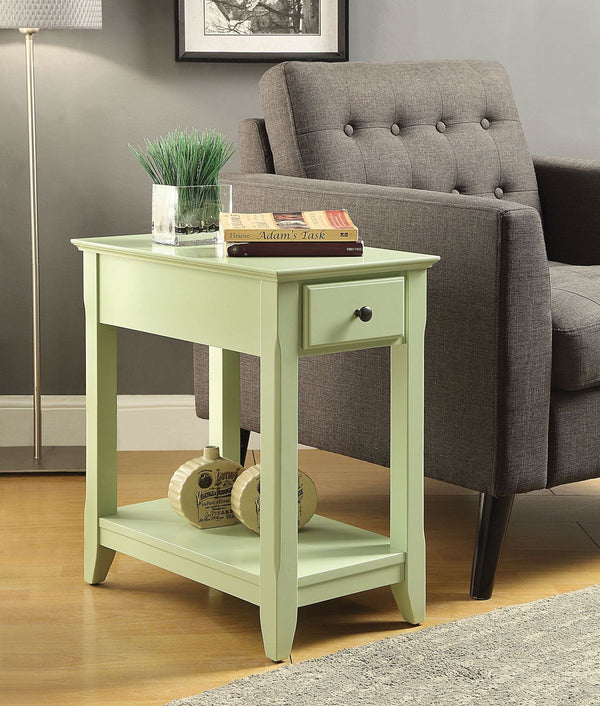 Homeroots 23" Pale Green Single Drawer End Table Light Green  286316