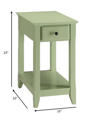 Homeroots 23" Pale Green Single Drawer End Table Light Green  286316