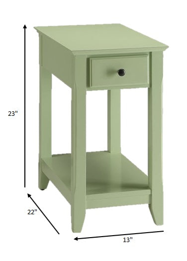 Homeroots 23" Pale Green Single Drawer End Table Light Green  286316