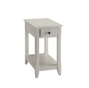 Homeroots 23" White Solid And Manufactured Wood End Table With Drawer And Shelf White  286317