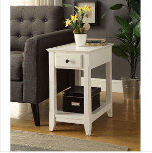 Homeroots 23" White Solid And Manufactured Wood End Table With Drawer And Shelf White  286317