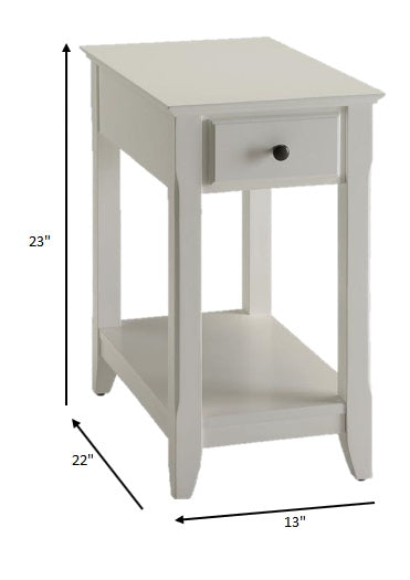 Homeroots 23" White Solid And Manufactured Wood End Table With Drawer And Shelf White  286317
