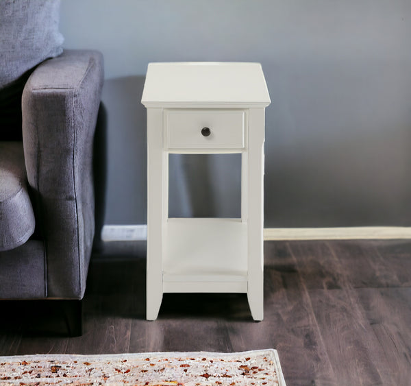 Homeroots 23" White Solid And Manufactured Wood End Table With Drawer And Shelf White  286317