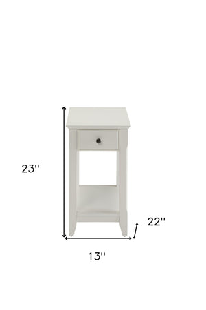 Homeroots 23" White Solid And Manufactured Wood End Table With Drawer And Shelf White  286317