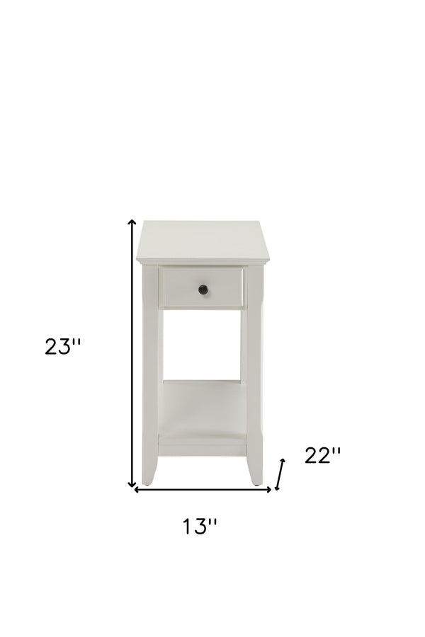 Homeroots 23" White Solid And Manufactured Wood End Table With Drawer And Shelf White  286317