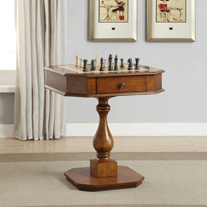 HomeRoots 28" Octagon Console Table in Brown and Tan - Modern Geometric Accent for Stylish Entryways and Living Rooms Cherry 286318