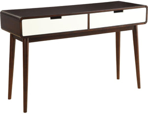 Homeroots Mahogony And White Double Drawer Console Table   286322