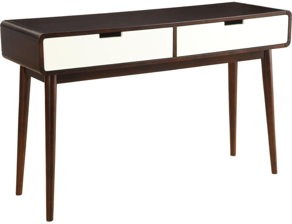 Homeroots Mahogony And White Double Drawer Console Table   286322