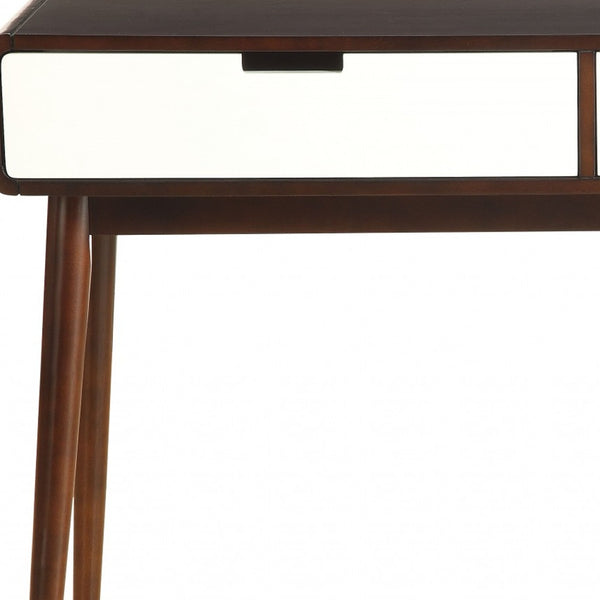 Homeroots Mahogony And White Double Drawer Console Table   286322