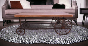 Homeroots Rectangular Oak Finish Coffee Table With Metal Mesh Bottom Shelf   286323