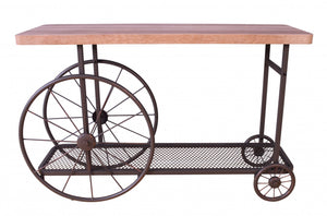 Homeroots 49" Brown Solid Wood And Iron Coffee Table With Shelf   286325