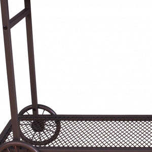 Homeroots 49" Brown Solid Wood And Iron Coffee Table With Shelf   286325