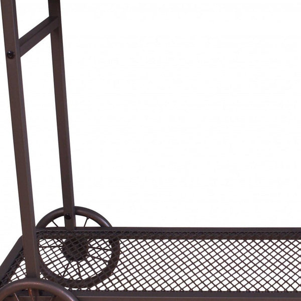 Homeroots 49" Brown Solid Wood And Iron Coffee Table With Shelf   286325