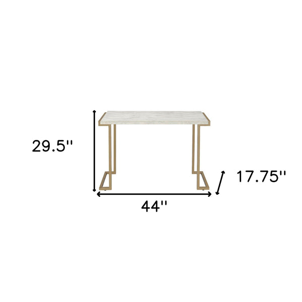 Homeroots 44" White And Gold Faux Marble And Iron Coffee Table   286331