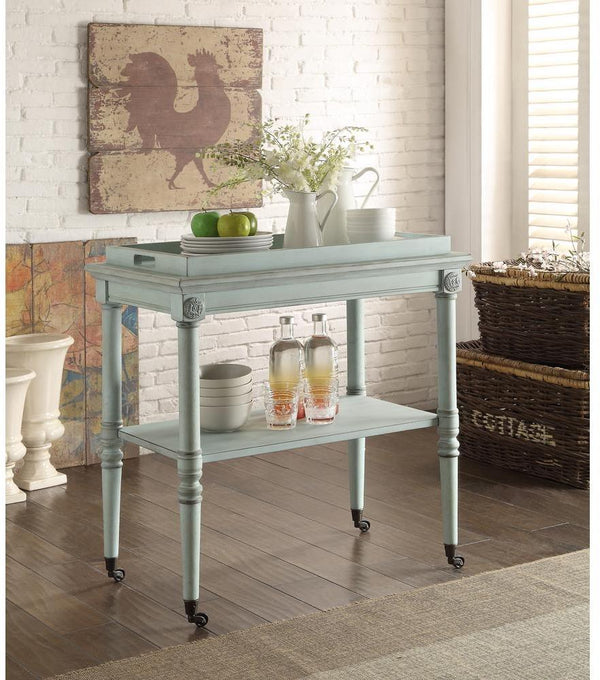 Homeroots 30" X 18" X 32" Antique Green Mdf Tray Table   286342