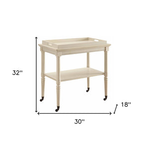 Homeroots French Style Antique White Trolley Table   286343