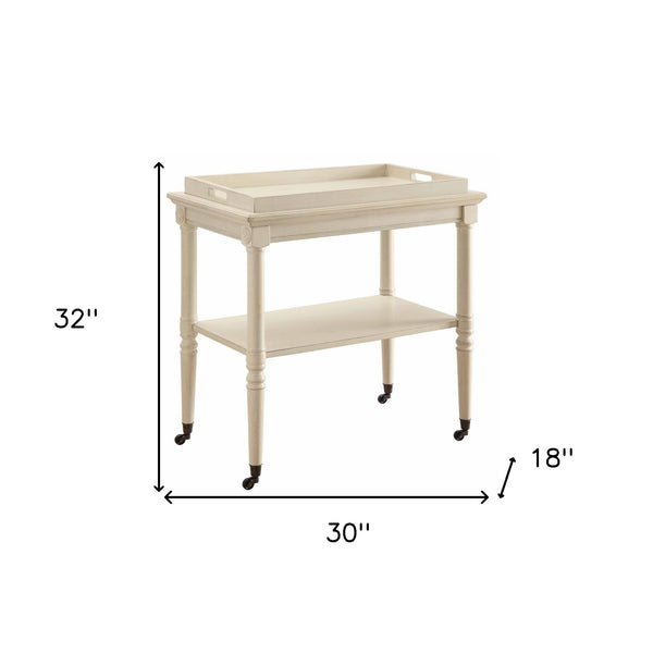 Homeroots French Style Antique White Trolley Table   286343