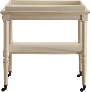 Homeroots French Style Antique White Trolley Table   286343