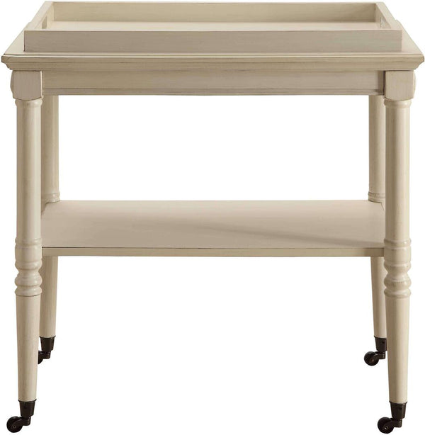 Homeroots French Style Antique White Trolley Table   286343